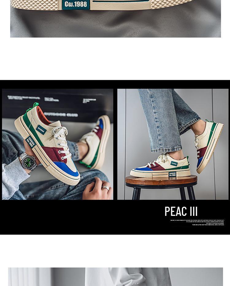 Мужские парусиновые дышащие кеды в стиле колор-блок - Модные и универсальные повседневные спортивные вещи на лето 2025