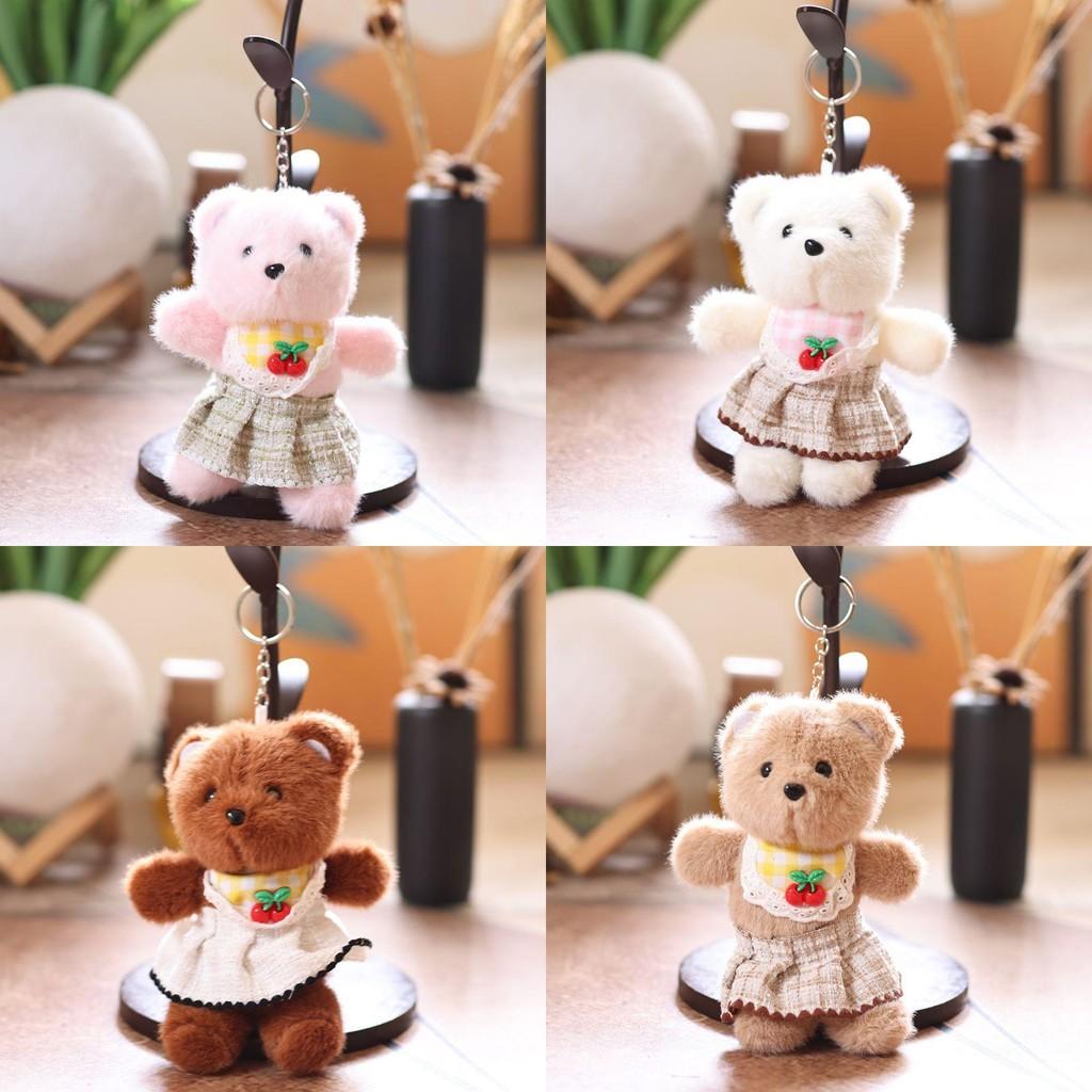 Cute Bear Plush Doll With Cherry Scarf And Skirt For Bag Decoration And Collectors