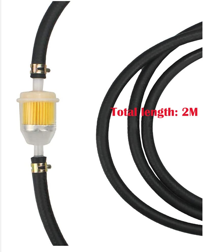 CESFONJER Топливный шланг 2 м, шланг бензинового фильтра, внутренний диаметр 6 мм / 8 мм, 2 шт., хомут для шланга, 10 шт., для автомобиля, мотоцикла, скутера