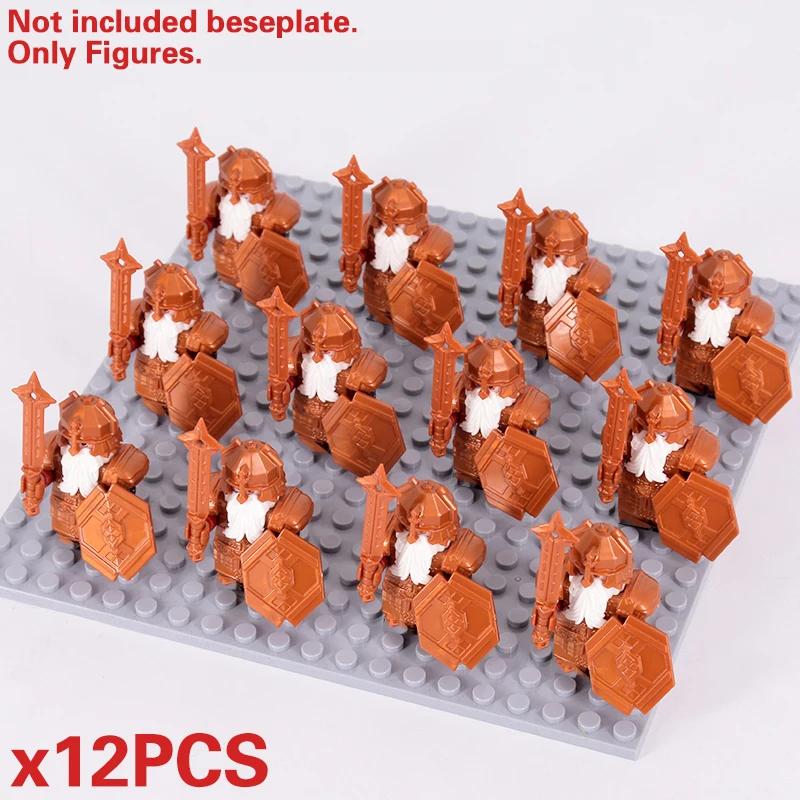 MOC средневековый карлик-воин, эльфы, рыцари, фигурки лотора, строительные блоки, аксессуары, доспехи, щит, оружие, игрушки «сделай сам» для детей, подарок