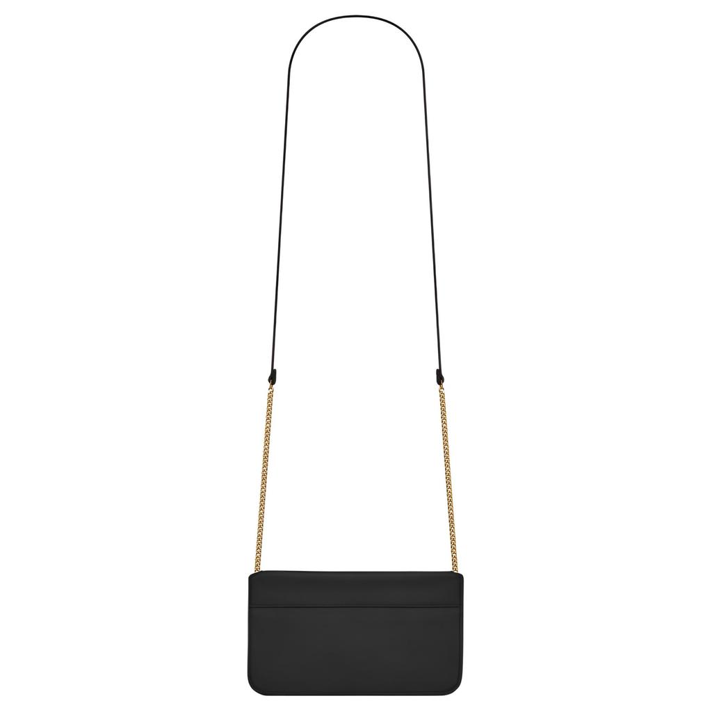 Saint Laurent Ysl Monogram Gold Logo Calfskin Smooth Leather Crossbody Phone Bag Women bags Black 635095-0U40J-1000