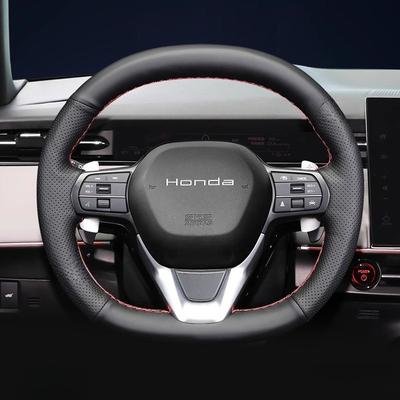 Черная кожаная чехол на руль автомобиля, сшитый вручную, для Honda E:Автозапчасти NS2 -2025