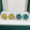 Серьги с сине-зеленым вермикулитом 5a, 2 карата, восемь когтей, инкрустированные цветком вермикулита, серьги с желтыми бриллиантами, серьги