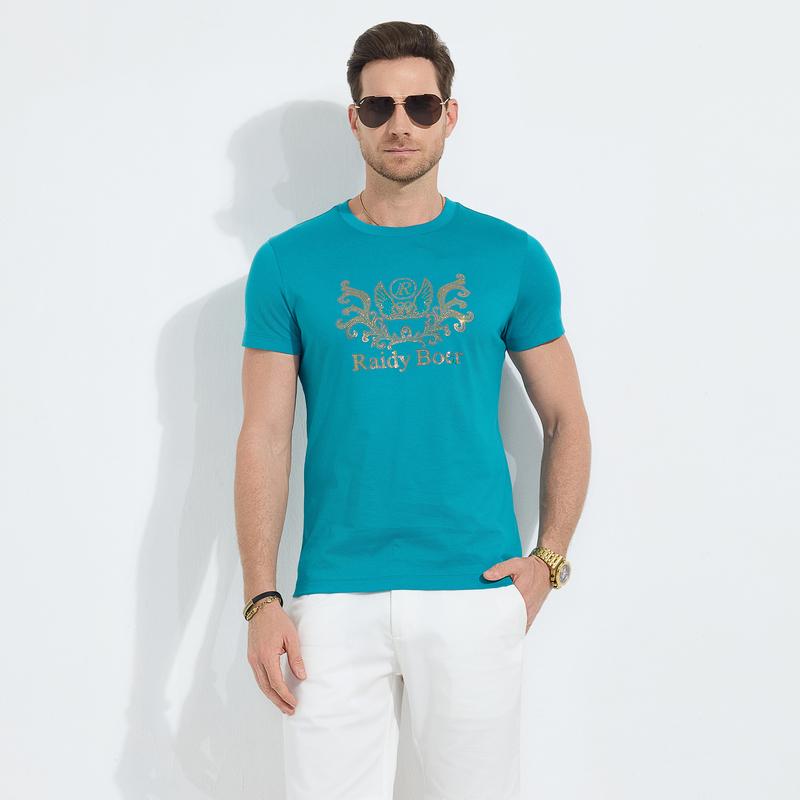 Antibacterial+100% cotton 2025 summer slim fit men's short sleeved T-shirt