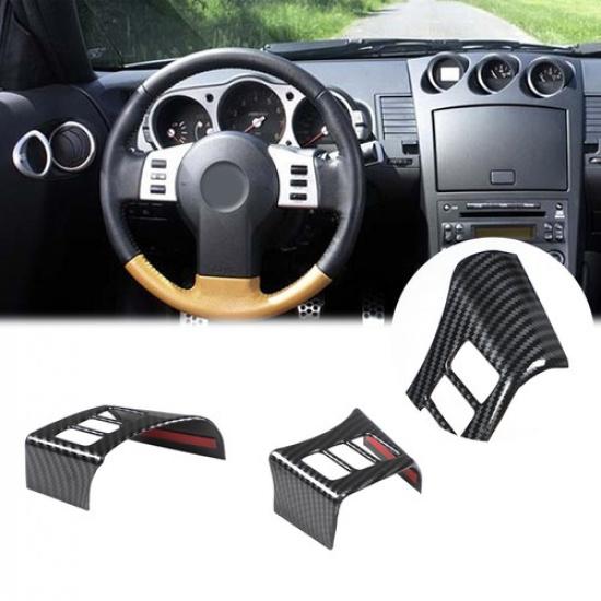 ABS Carbon Fiber Steering Wheel Button Trim For Nissan 350Z Z33 2003-2006