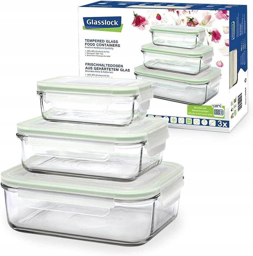 Set Of 3 Glass Containers Glasslock Gl-640 1 Pc