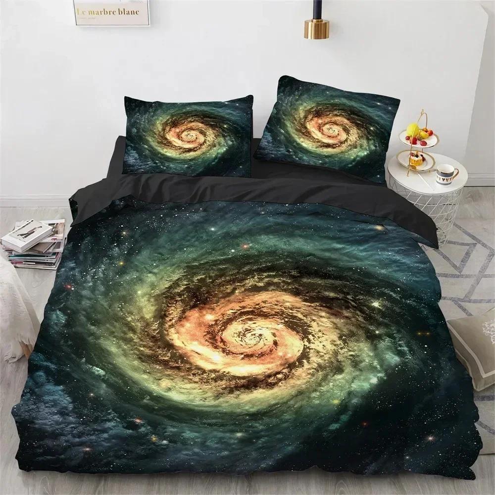 Комплект постельного белья Galaxy Planet Universe Sky Синий Земля Космос Астрономия Полиэстер Пододеяльник Простыня Принт Наволочка для подушки Кровать