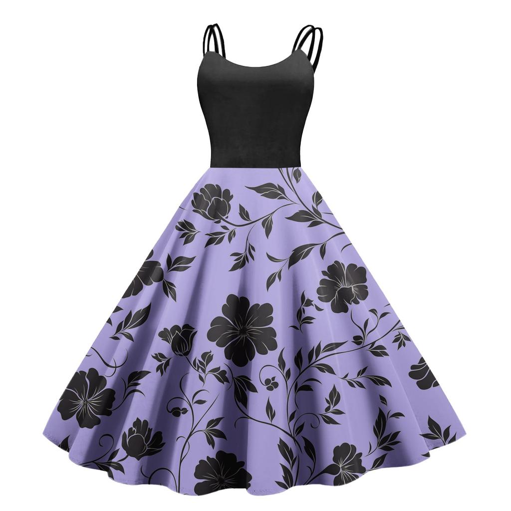 Women's Casual Fashion Print Sexy Off Shoulder Punk Retro Dress Retro Dress Dress