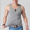 Майка без рукавов, мужская спортивная повседневная майка, сплошной цвет, эластичные колготки для фитнеса, спортивная рубашка для бега с поперечными рельсами