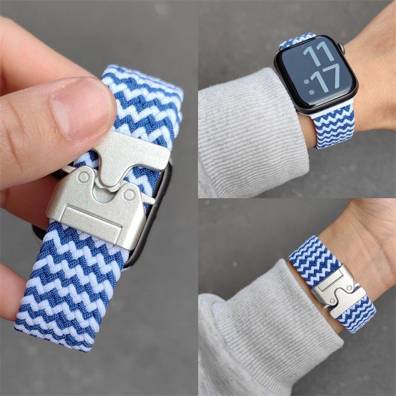 Нейлоновый тканый ремешок для Apple Watch S10-парашютная пряжка, дышащий спортивный сменный ремешок для iWatch 10/9/8/7/6/5/4/3/2/1/Se/Ultra/ultra2 49 мм 46 мм