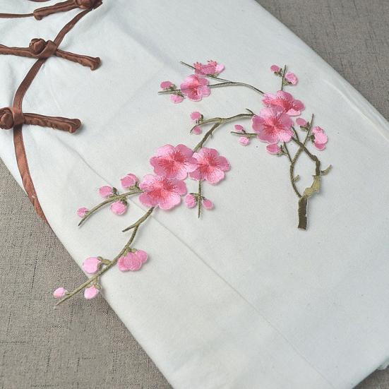 Cherry Blossom Iron-On Patch Blossom Plum Applique Patch Embroidered Flower Vines DIY Trim for Jeans Garment Women Clothing Jacket Backpack