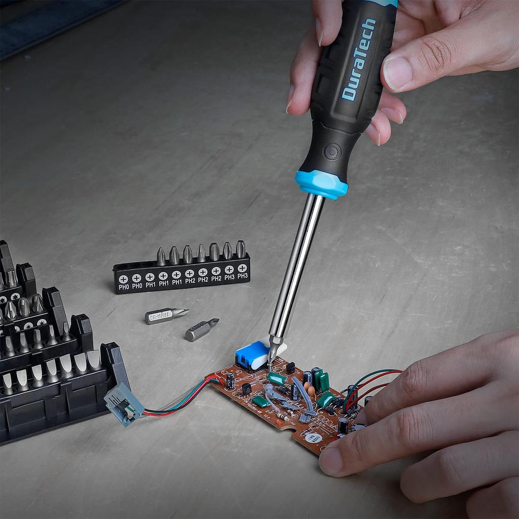 DURATECH Отвертка Набор сменных отверток с магнитными и для электрики, мебели и автомобилей Включает держатель для хранения, 60 предметов