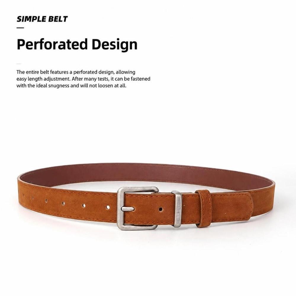 Alloy Buckle Suede Belt Vintage Style Decorative Belt Fashion Pin Buckle Belt Casual Outfit