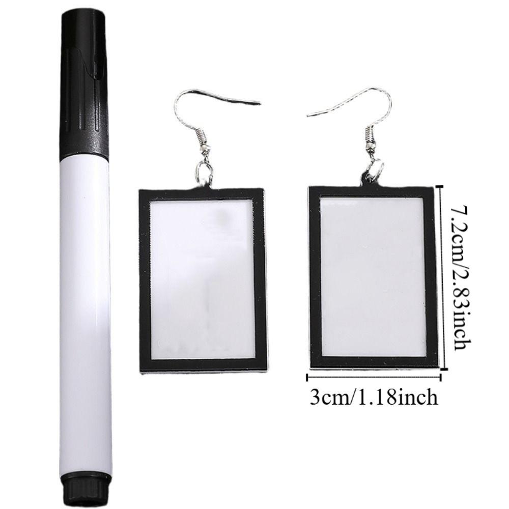 Acrylic Message Board Earrings Fun DIY Whiteboard Eardrop Minimalist with Marker Pen Erasable Drawing Board Dangler Women