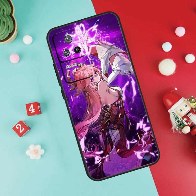 Чехол Genshin Impact Яэ Мико для Xiaomi 13 12 Lite 11T 12T Pro 12X POCO X3 X5 F5 Pro F4 X4 GT M5s C40 F3 Задняя крышка