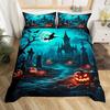 Three-Piece Quilt Cover Horror Pumpkin Goth Halloween Digital Print Sheets Bedding Home Textiles