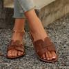Solid Color Classic Round Headed Flat Bottom Women's Slippers 2025 Summer Casual Simple Versatile Open Toe Comfortable Sandals