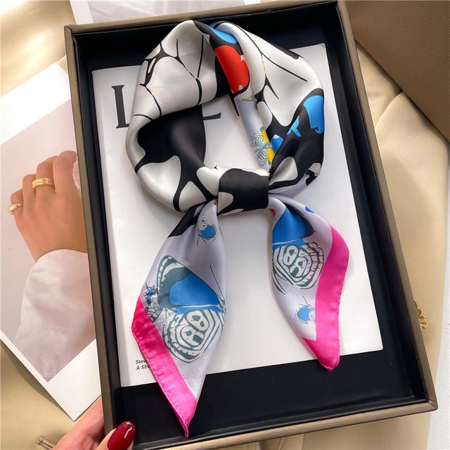 Silk Scarf For Women Luxury Hijab Hair Bands Square Neckerchief Female Satin Shawl Ribbon Headband Fashion Wraps Bandana