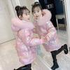 Thicken Casual Jackets Kids Winter Glossy Coats Baby Girl Plush Hooded Outerwear Children Zipper Parkas Fashion Cute Overcoat
