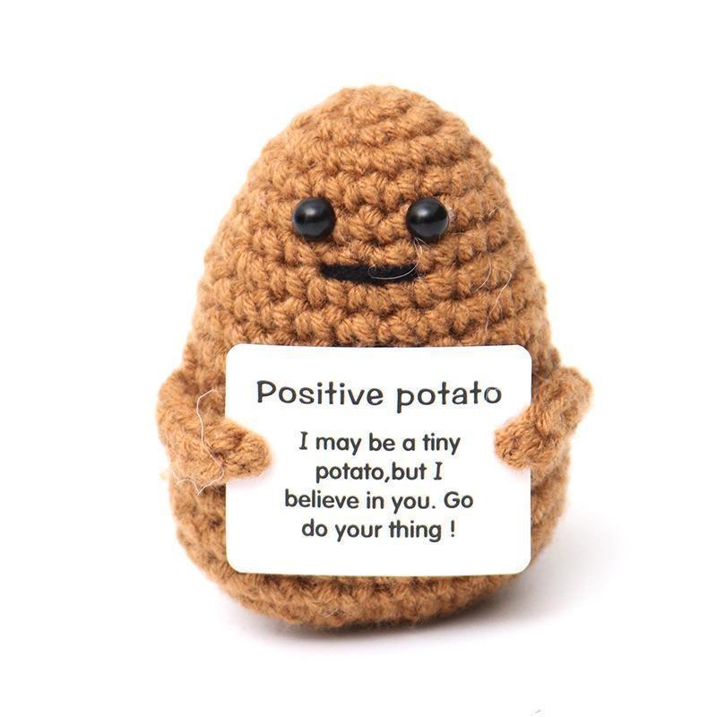 1 шт. Картошка Позитивной Энергии Мини Ручная Работа Плюшевая Вязаная Кукла с Картой Забавная Вязаная Кукла для Снятия Стресса Домашнее Украшение