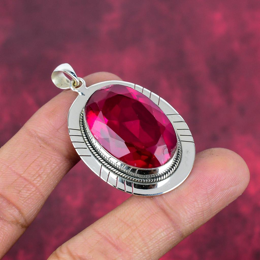 Rubellite Pendant, 925 Sterling Silver Pendant Gemstone Jewelry, Handmade Pendant Amazing Jewelry, Gift For Her