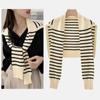 Stripe Knitted Shawl Warm Neck Scarf Fashion Fake Collar Cape  for Women
