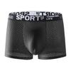 Men Boxer Briefs Mid-rise Elastic Waistband Shorts Underwear Solid Color Letter Print Breathable Mesh U-Convex Panties