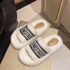 Fashion Female Slippers Large Size Women Plush Open Toe Flat Furry Slippers Fashion Flat Cotton Shoe Non Slip Warm Slippers Women Winter