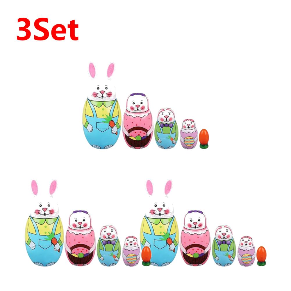 1-5X Easter Bunny Nesting Doll Dolls Toys Wooden Russian Nesting Doll Russian Nesting Stacking Dolls Home Bedroom Craft Supplie