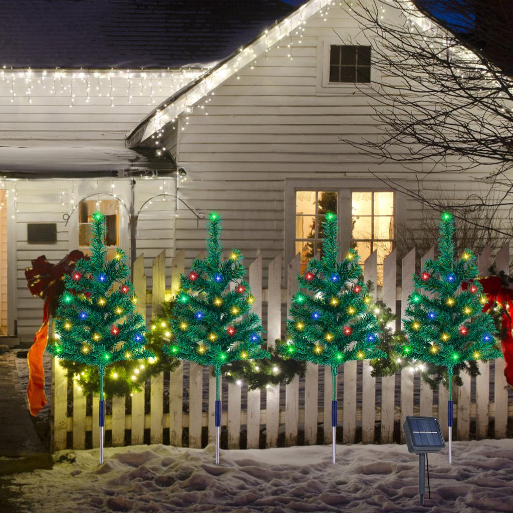 Solar Christmas Tree Lamp Solar-Powered Xmas Ground Lights Lawn Lamp Outdoor Yard Garden Decorative