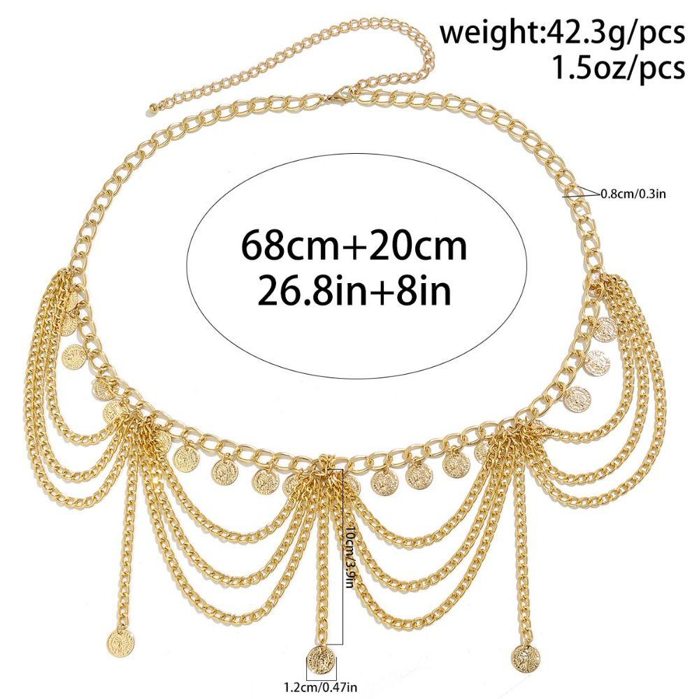 Body Jewelry Metal Body Chain Gold Pearl Tassel Waist Chain Vintage Beach Accessories