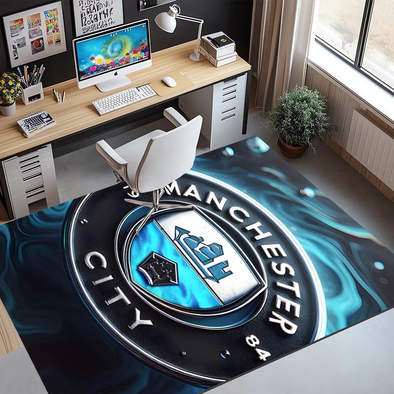 Football team City FC Pattern Rug, Indoor/Outdoor Mat, for Picnic, Gameroom, Bedroom, Office, Living Room, Home Decor Carpet, Birthday Gift