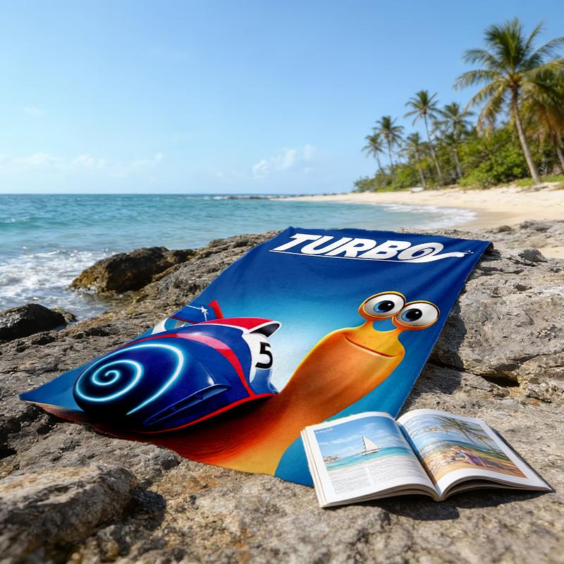 1pc TURBO1 Beach Towel, Beach and Seaside Swimming Pool Equipment, Fashion Pattern, Rectangular, Travel Essentials