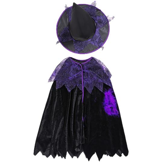 1 комплект, костюм для малышей с короткими рукавами, улучшающий атмосферу, полиэстер, платье для Хэллоуина для маленьких девочек с комплектом шляпы ведьмы для вечеринки