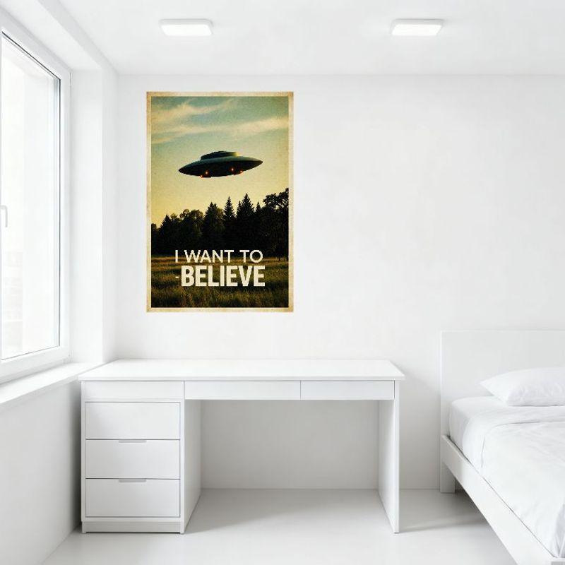 Винтажная металлическая жестяная табличка НЛО 'Я хочу верить', Ретро постер с инопланетянами, Настенная табличка для домашнего бара, мужской пещеры, офисного декора