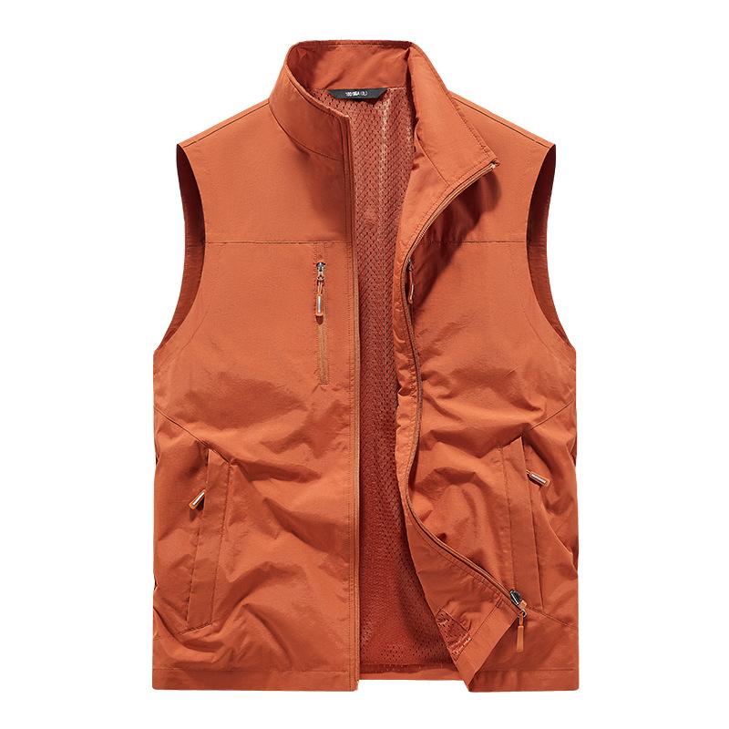 Casual Vest Men'S Loose Vest Outdoor Zipper MultiPocket Jacket Spring And Autumn Vest Large Size Sports 8871