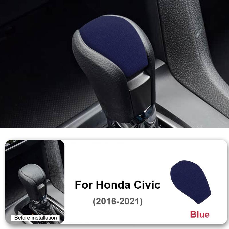 1PC ABS Car Gear Shift Head Cover For Honda Civic 2016-2021 Suede Knob Protective Cover Trim Auto Interior Accessories