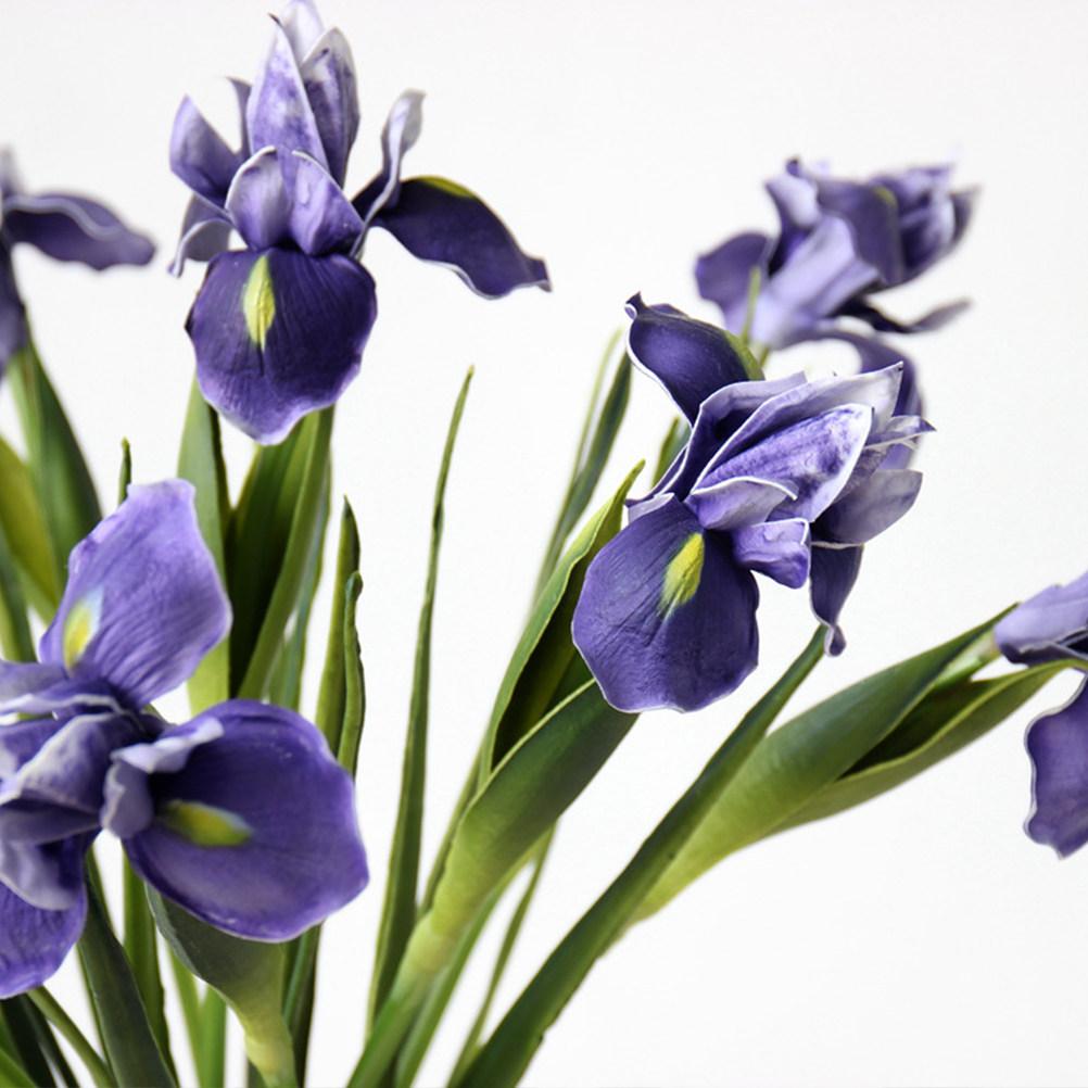 1Pcs Smooth PU Iris Flower High Detail Simulation Artificial Flower with Flexible Plastic Stem Wedding Decoration Party Garden
