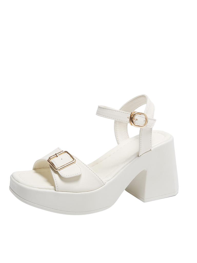 Распродажа женской обуви 2024 года. Новые женские босоножки с пряжкой из одного слова. Летние женские босоножки с открытым носком и средним каблуком. Водонепроницаемые лаконичные повседневные босоножки для женщин.