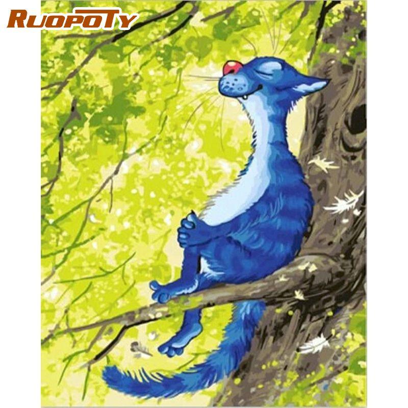 RUOPOTY Безрамная картина «сделай сам» по номерам, животные, акриловая настенная картина по номерам, холст, картина для украшения дома, искусство
