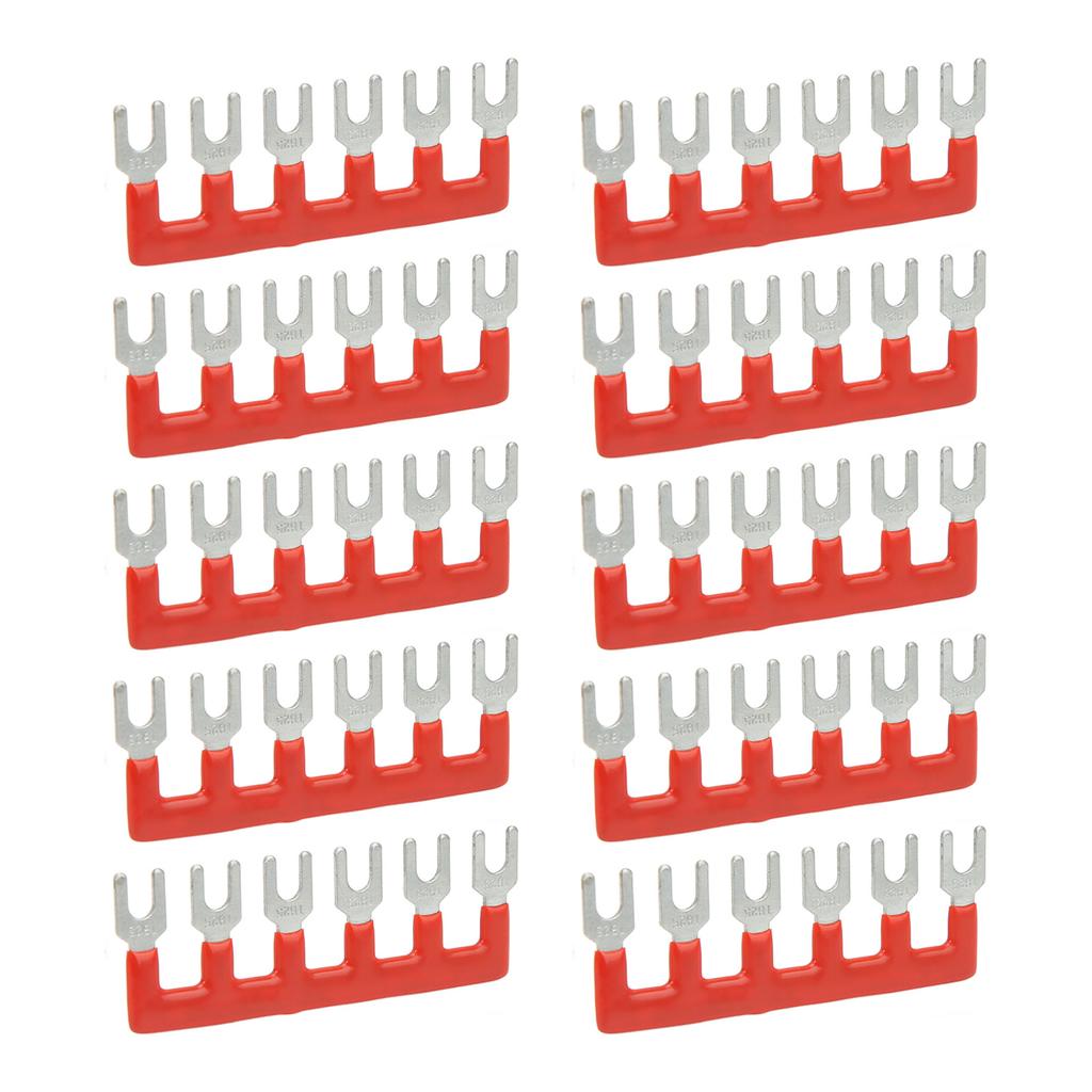 10pcs Barrier Fork Type Stripe 400V 25A PVC Copper TB Terminal Strip Block for Household Appliances