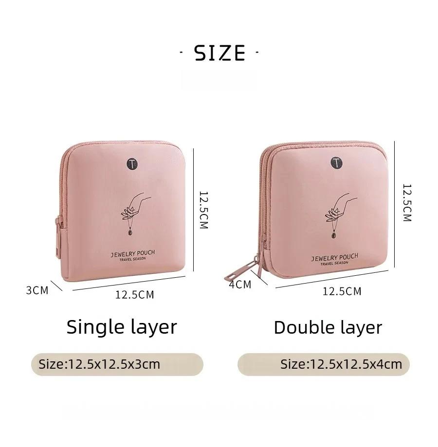 Portable Multi-layer Jewelry Storage Bag PU Small Large Capacity Multi-functional Accessory Lipstick Organizer Bag for Travel
