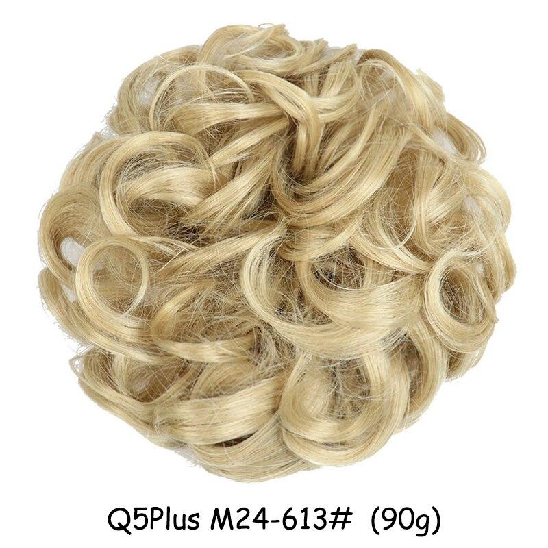 MISS WIG Women Messy Chignon Donut Hair Bun Fake Hair Elastic Chignon Synthetic Fiber Hairpiece Gray Black Brown Color
