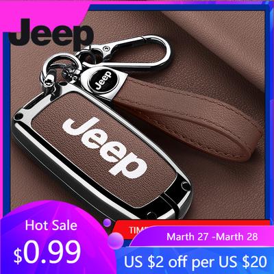Для Jeep Чехол-футляр из цинкового сплава и кожи для умного ключа автомобиля Брелок для Jeep Grand Cherokee WK2 KL Wrangler JK Renegade Commander Compas