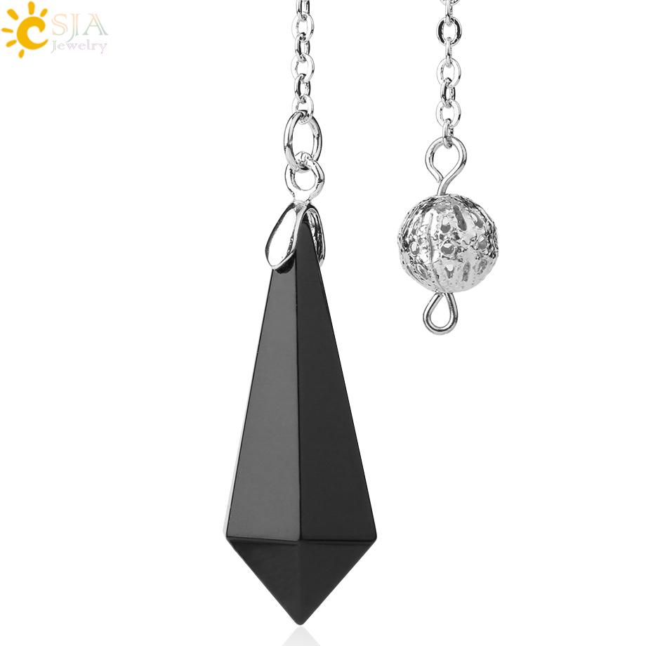 CSJA Rock Crystal Quartz Pendulum for Dowsing Rod Natural Stone Pendant Pendulos Pendules Radiesthesia Spiritual Products G690
