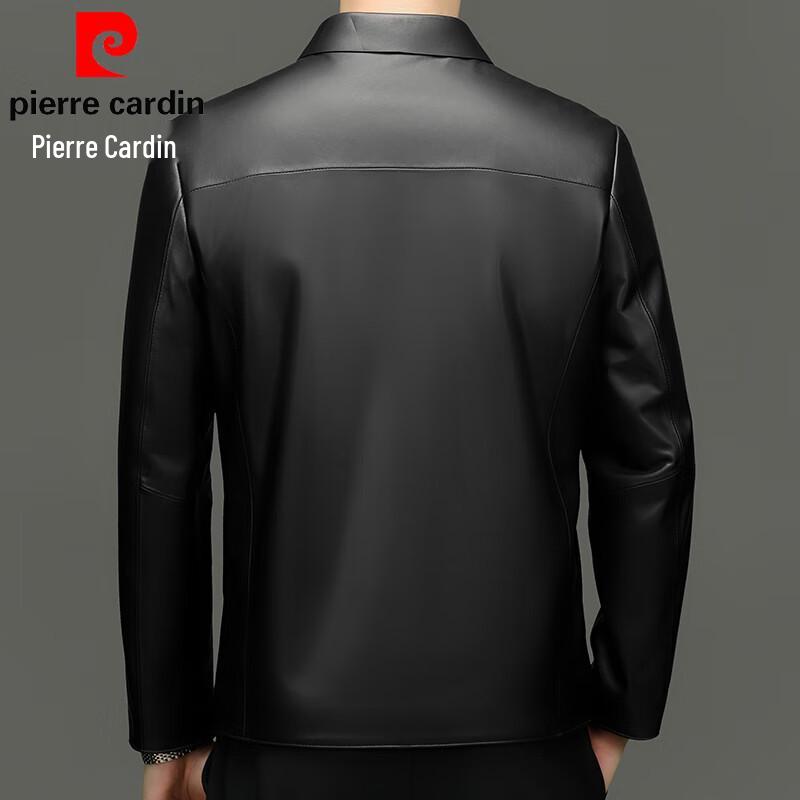 Pierre Cardin Мужская кожаная куртка из овчины с отложным воротником