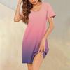 Womens Summer Dresses Short Sleeve Linen Casual T-Shirt Dresses Swing Beach Midi Dress Sundresses With Pockets