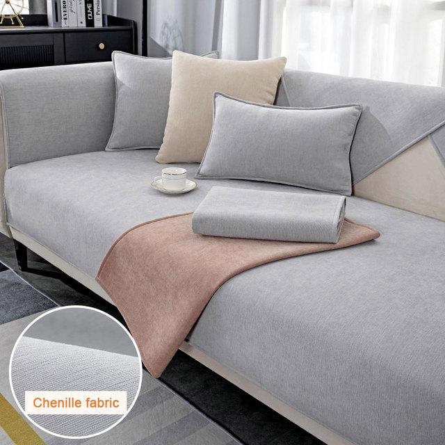 Сплошной цвет диван-полотенце для гостиной синельный диван-подушка чехол для дивана современный минималистский угловой диван-чехол разных размеров