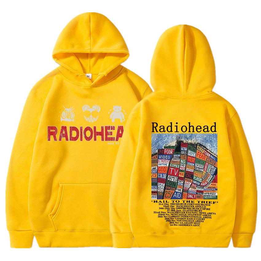 Radiohead Vintage Print Hoodie Hip Hop Rock Band Hail To The Thief Music Album Men's Sweatshirts Streetwear Tracksuit Oversize