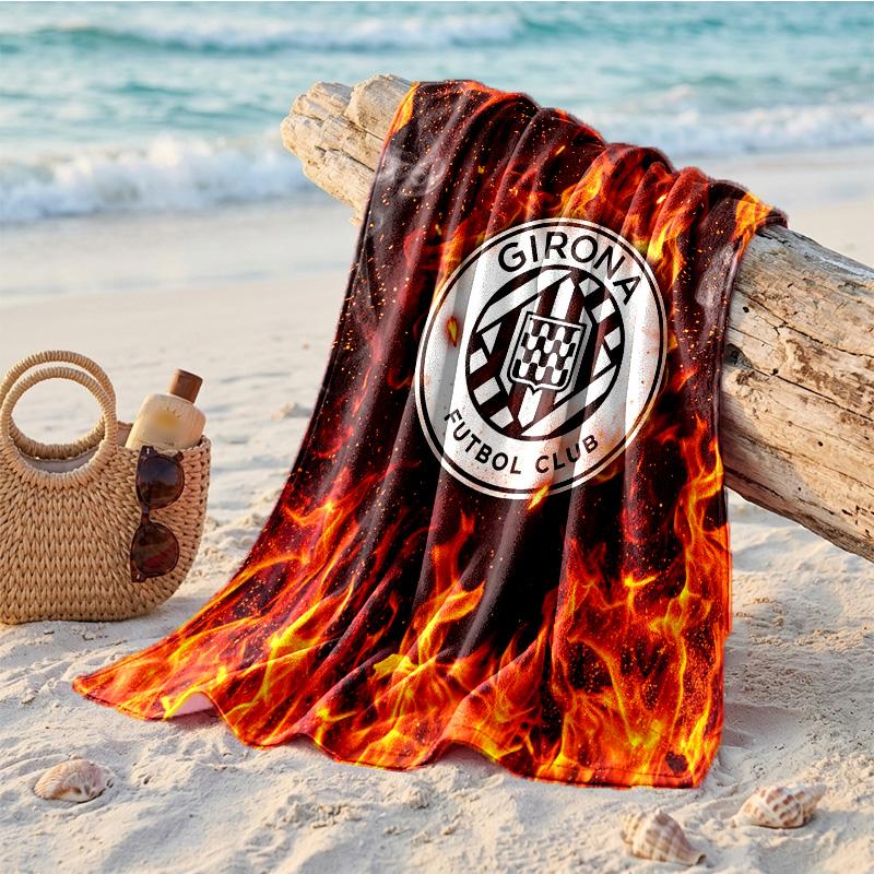 Girona FC Print Microfiber Beach Towel Quick Dry Absorbent Large Towel For Beach Swimming Travel